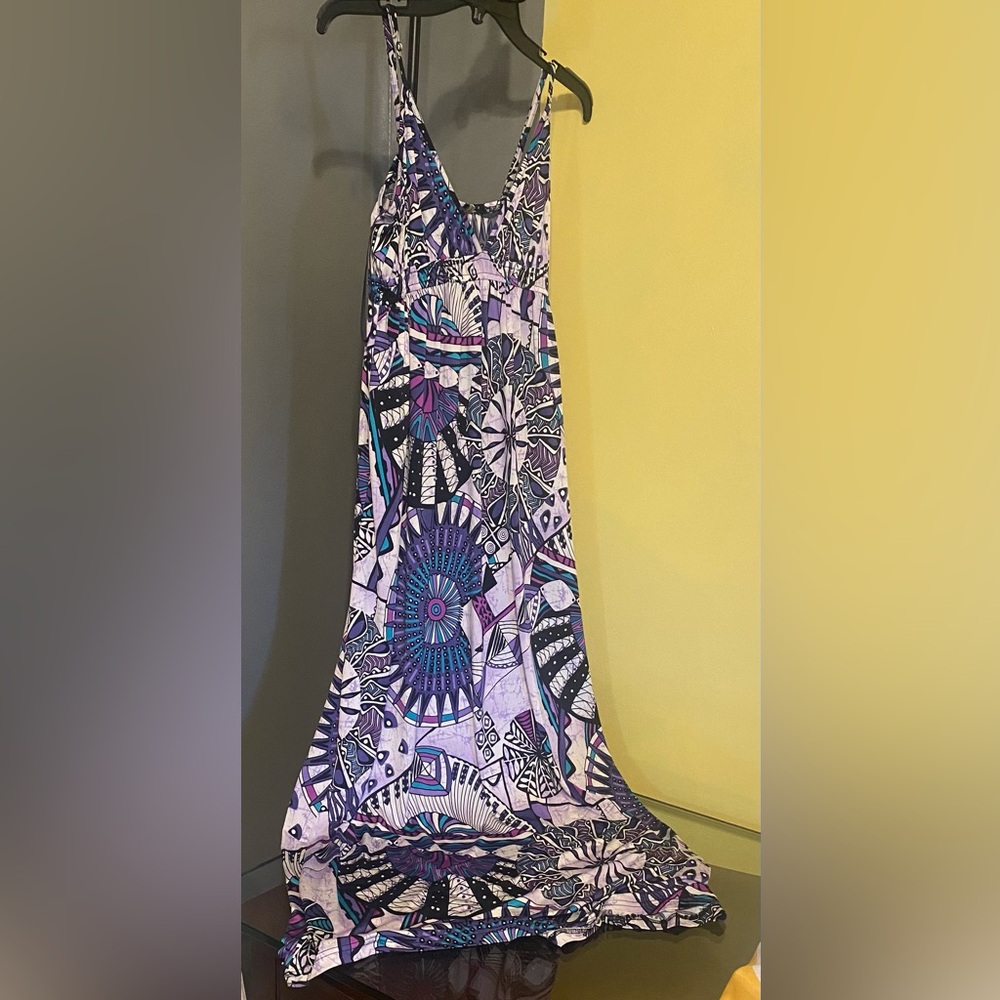 Theme Purple & Teal Abstract Print Dress